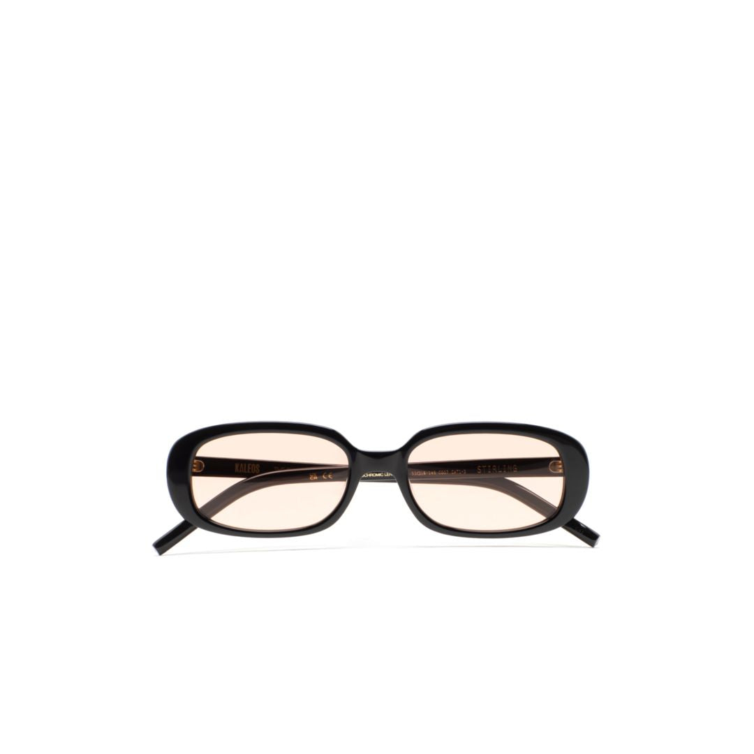 Stirling Rectangular Black Sunglasses with Light Brown Tinted Lenses