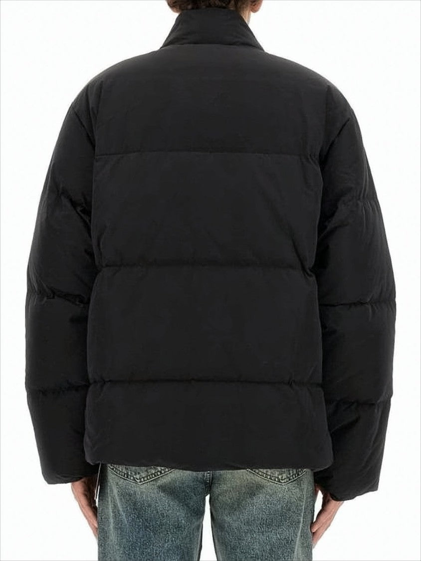 Boxy Black Puffer Jacket with High Collar