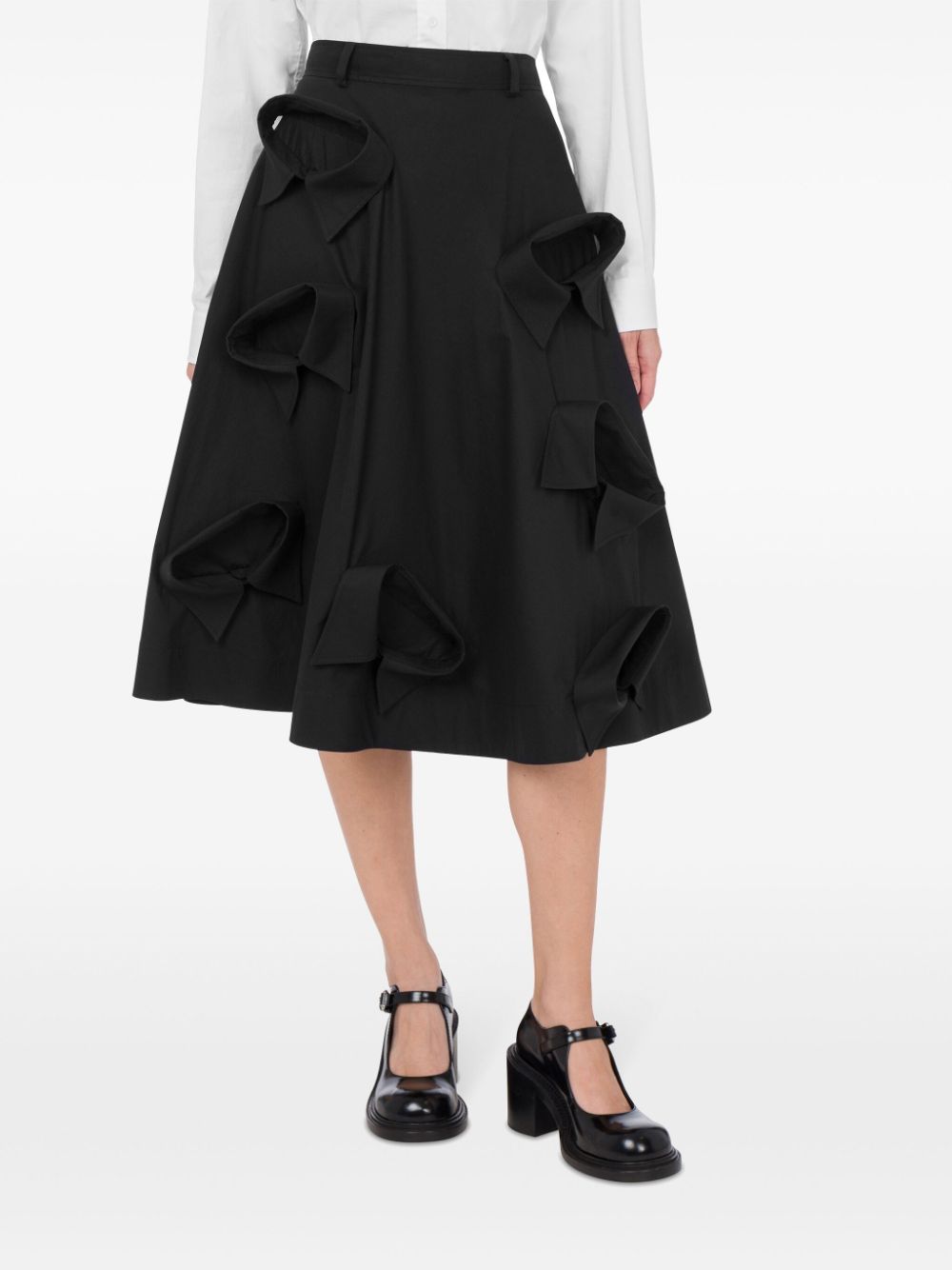 Knee-Length A-Line Skirt with Sculptural Details