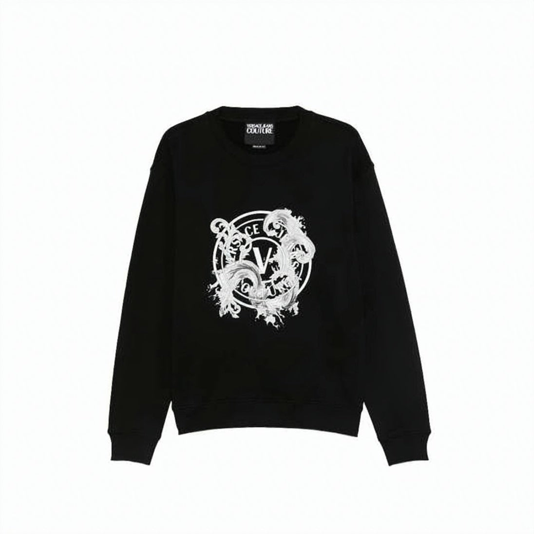 Long-Sleeve Black T-Shirt With Artistic White Graphic