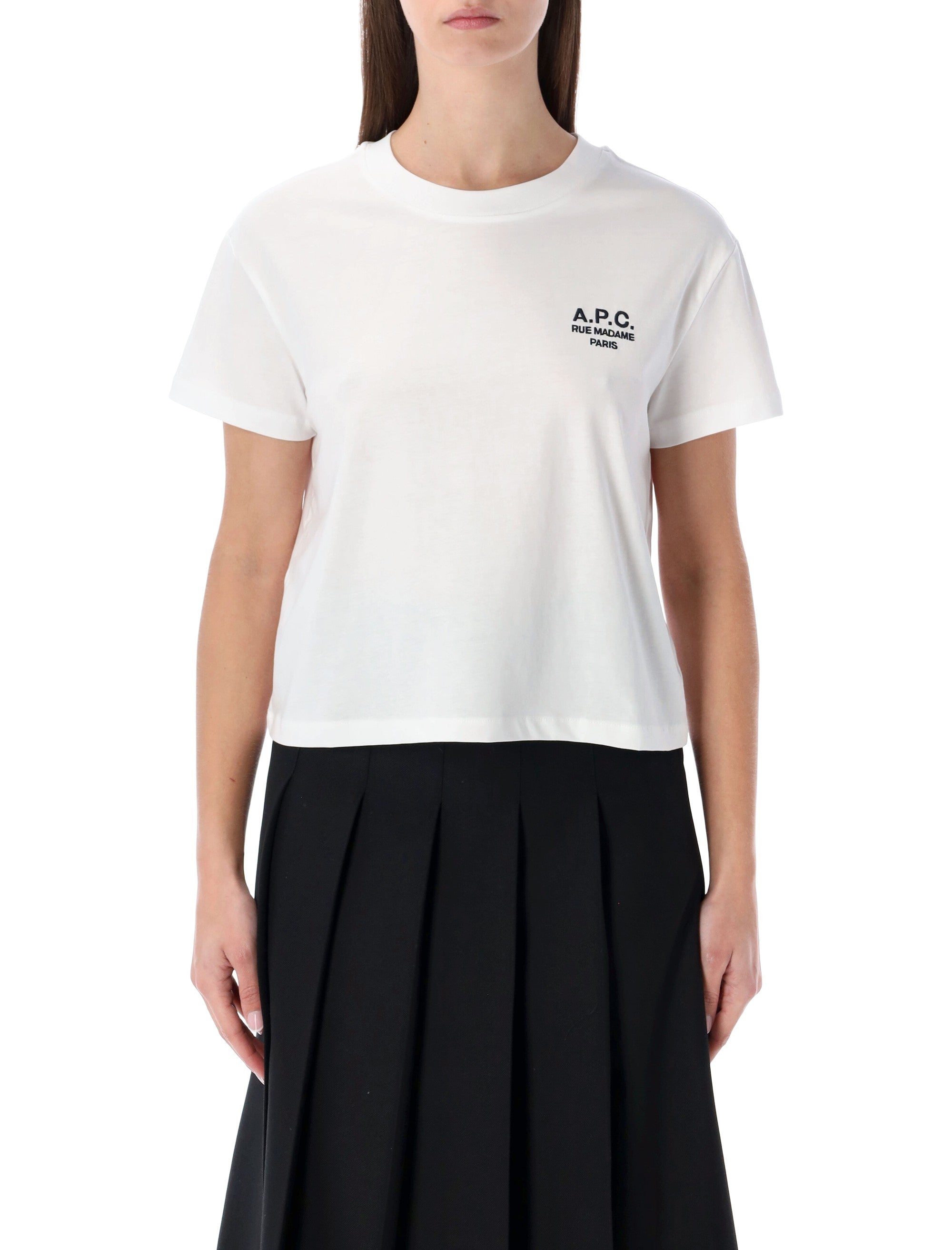 Luźny T-shirt z bawełny organicznej z dekoltem wykończonym ściągaczem