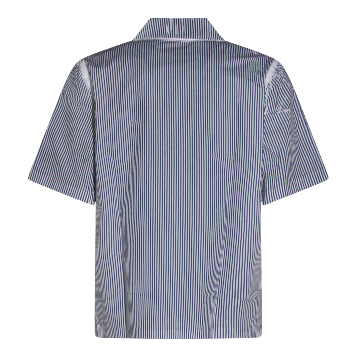 Vertical Striped Short-Sleeve Shirt With Classic Collar
