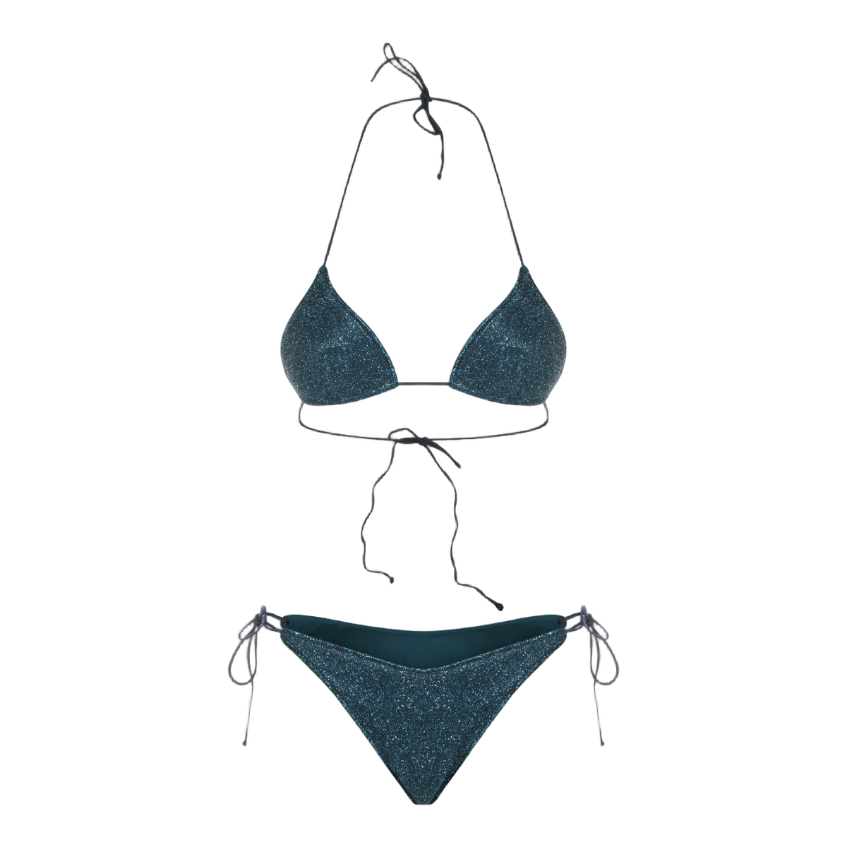 Triangle Blue Bikini Set with Shimmering Texture