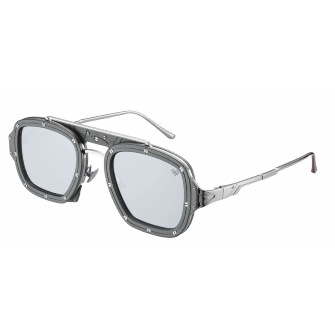 Blaze Bz-3 Geometric Titanium Sunglasses with Rivet-Like Accents
