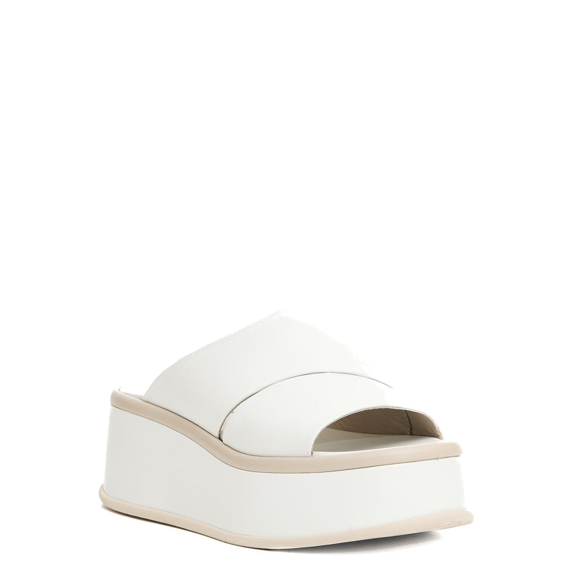 5Cm Wedge Slipper White Leather