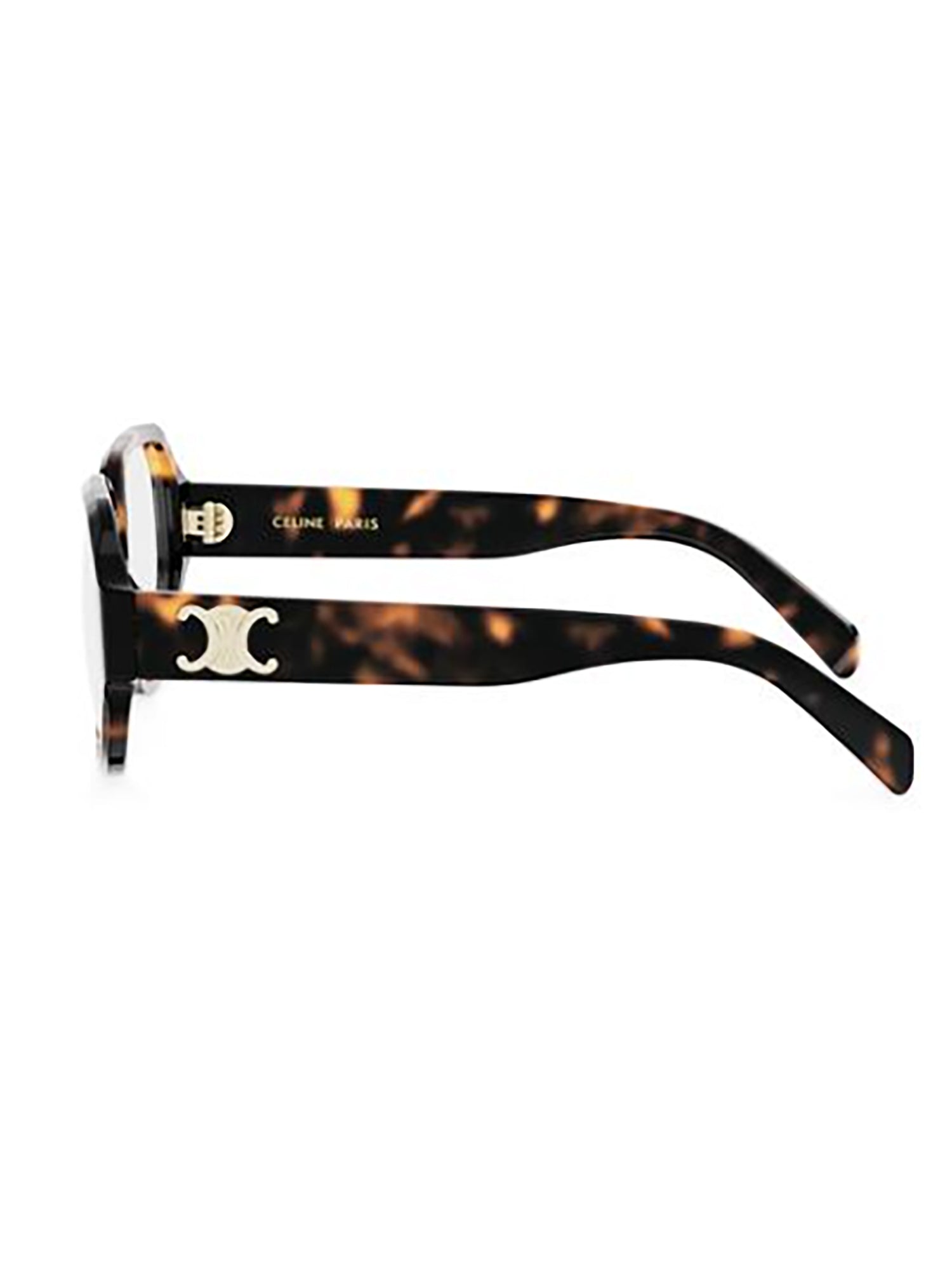 Oval Optical Frames with Tortoiseshell Pattern and Gold Logo