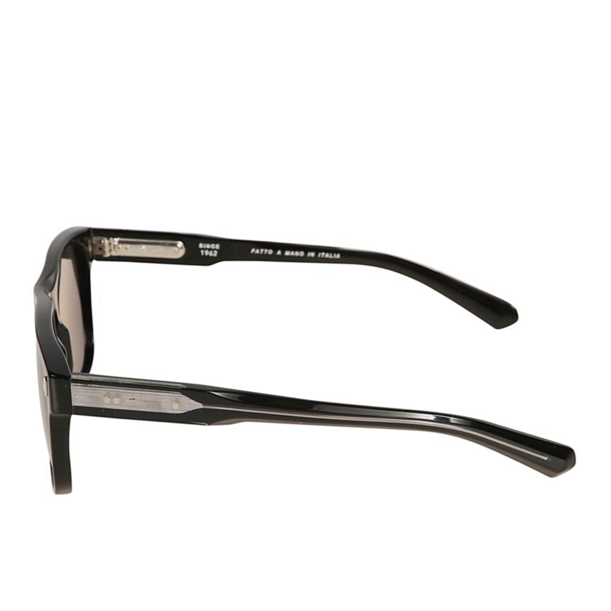 Premium 12 Glossy Black Rectangular Sunglasses with Metallic Accents