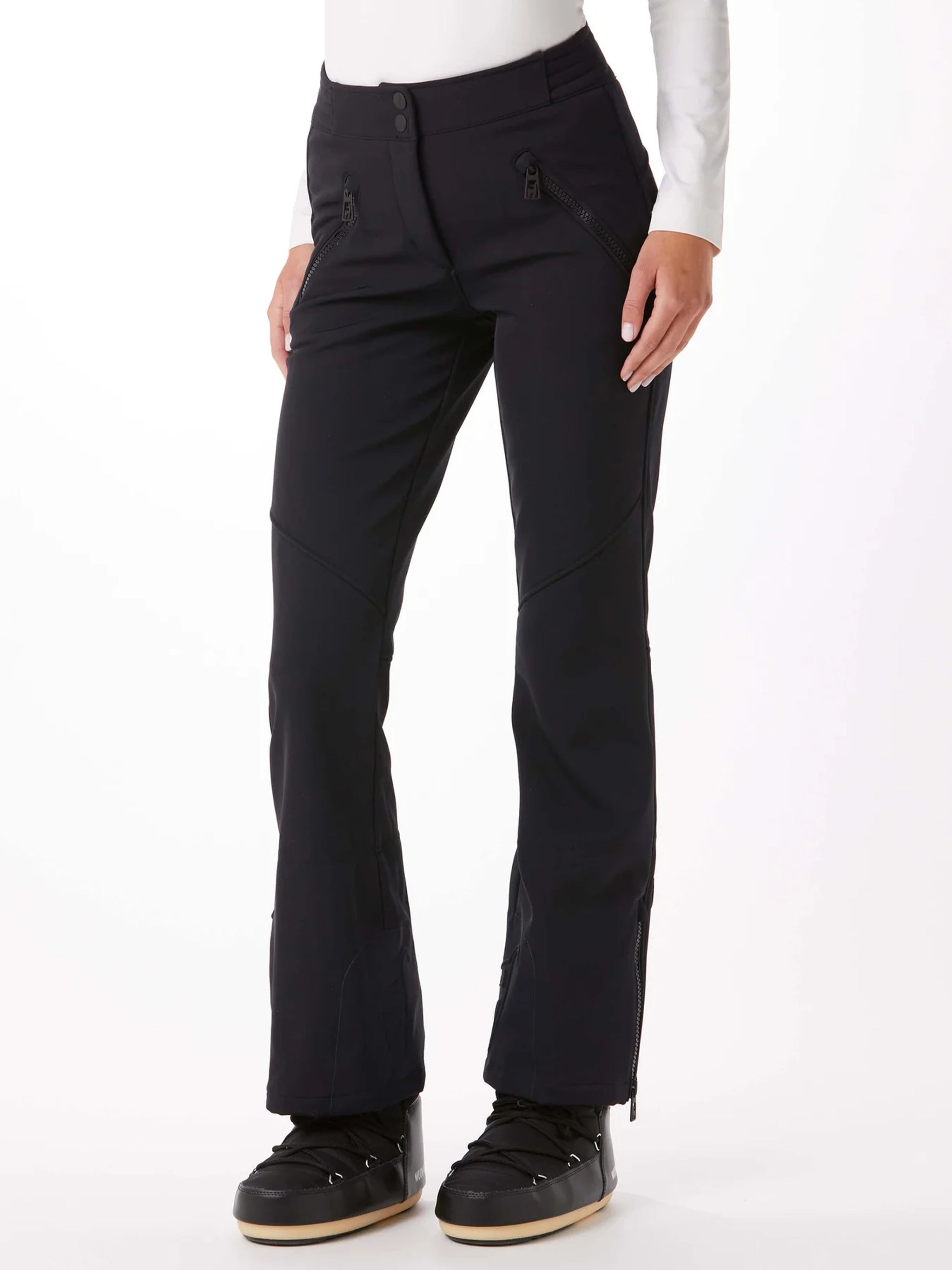 Black Ella Fitted Flared Ski Pants