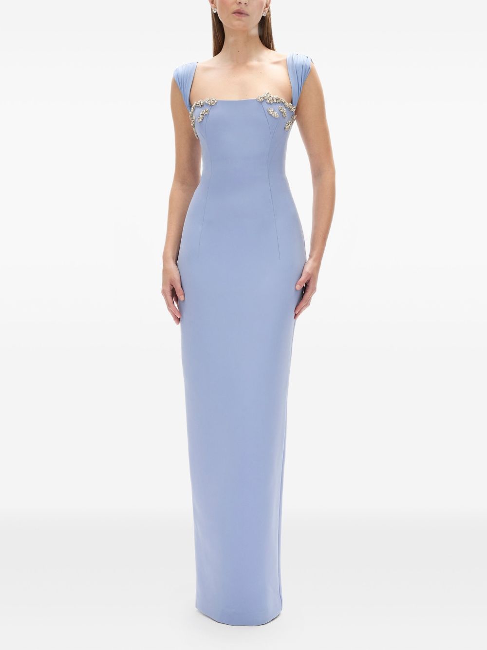 Fitted Column Dress with Straight Neckline