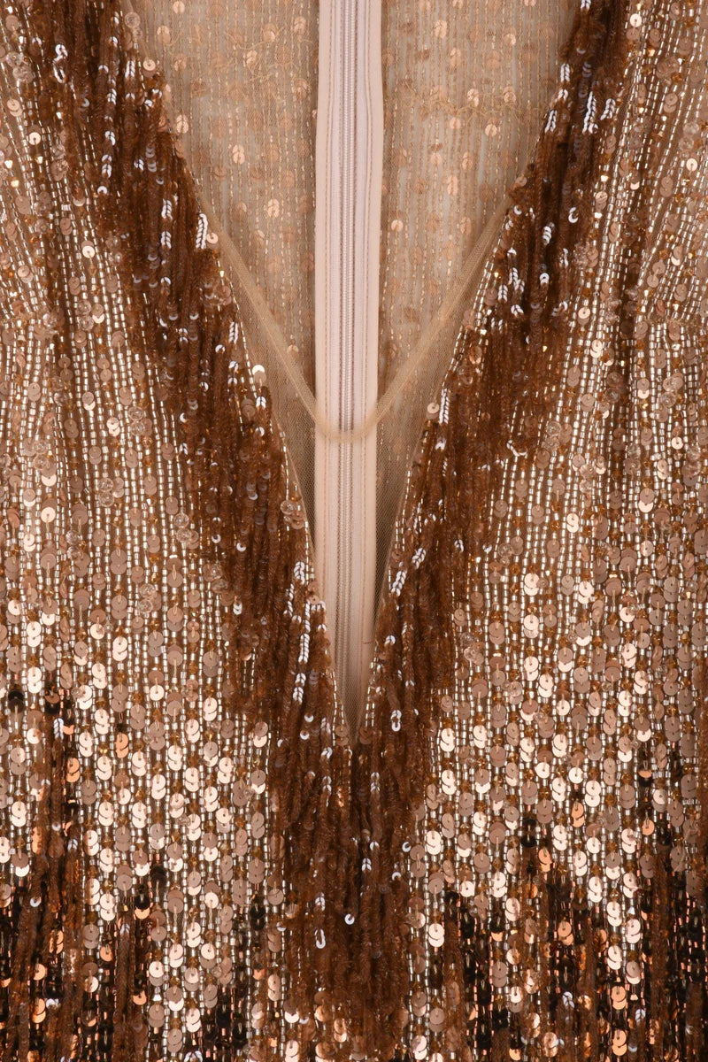 Charleston Sequin Dress - Brown
