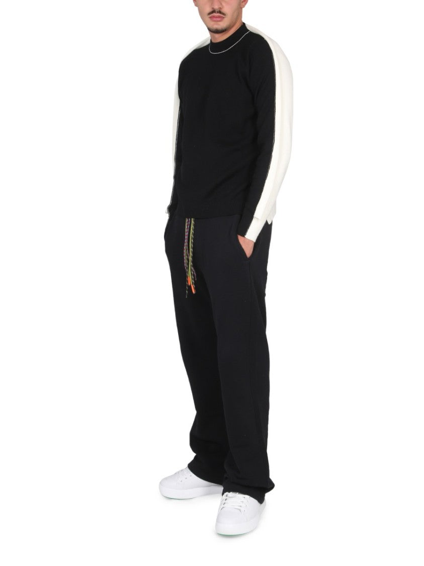Cross-Neck Knit Sweater With Ribbed Collar
