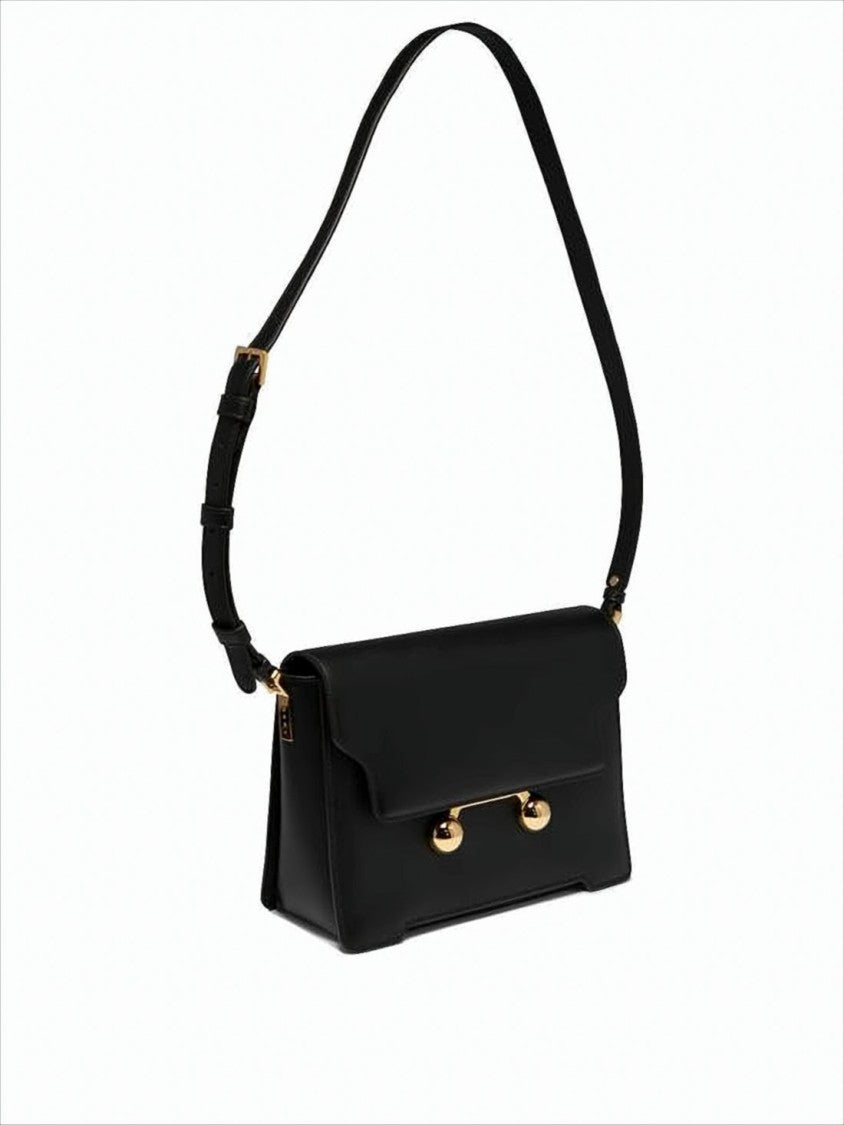 Sleek Rectangular Black Crossbody Bag with Gold-tone Metal Closure