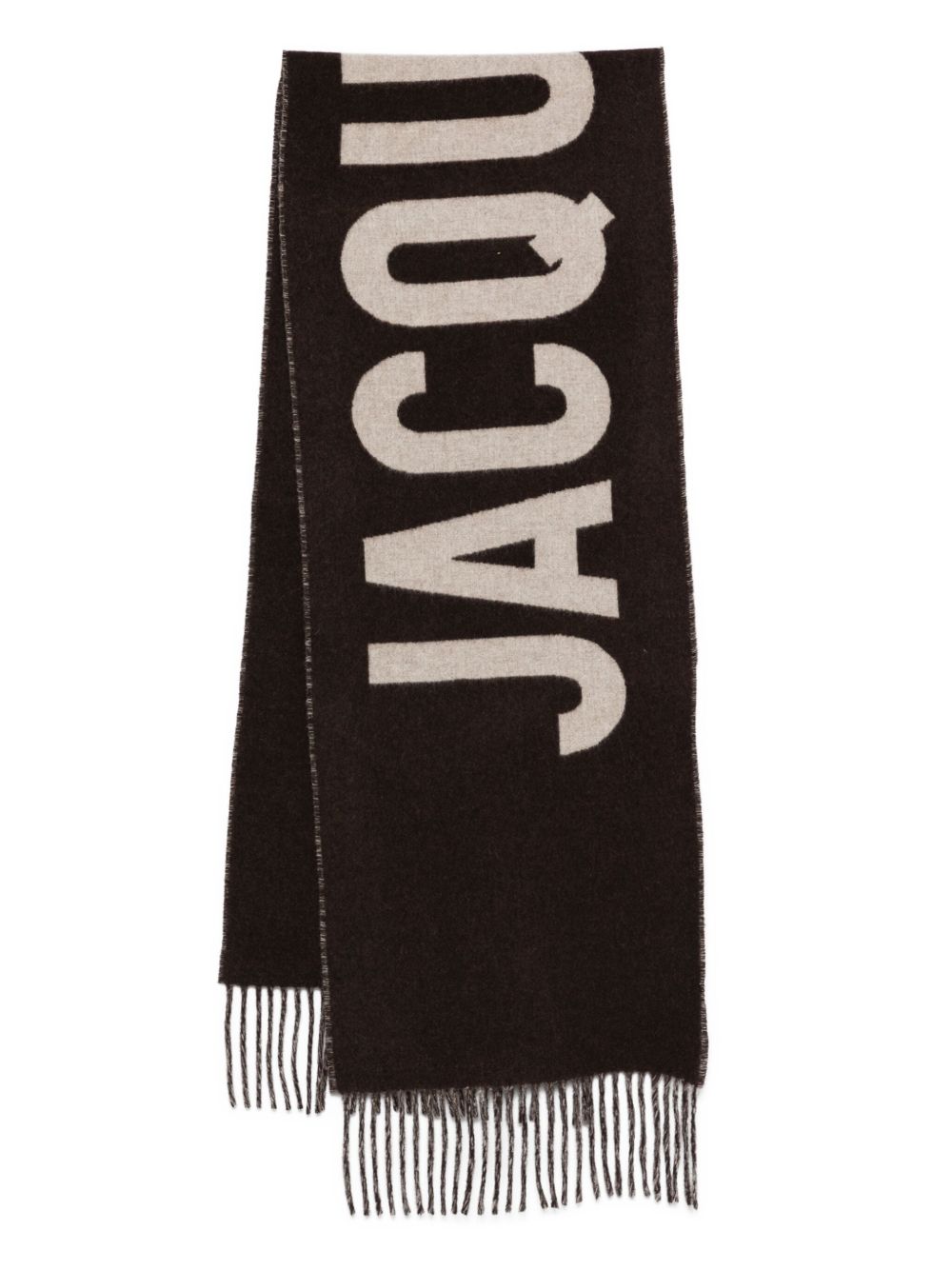 Rectangular Dark Brown Graphic Scarf