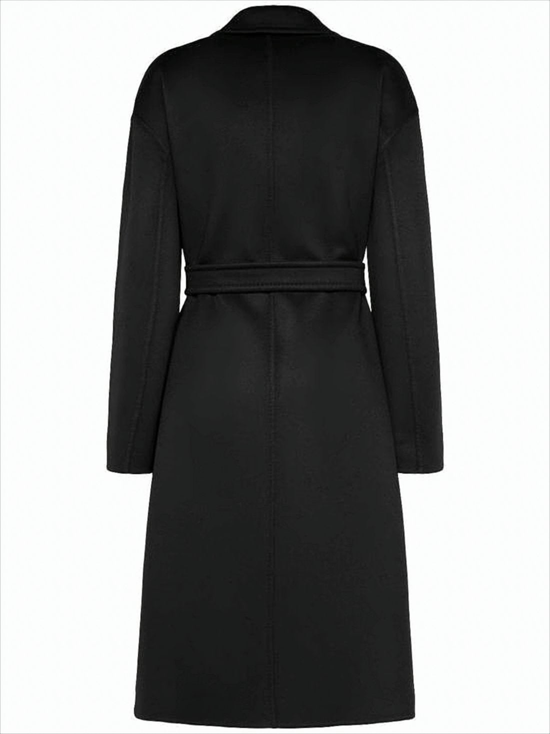 Knee-Length Tailored Cashmere Coat with Notched Lapel
