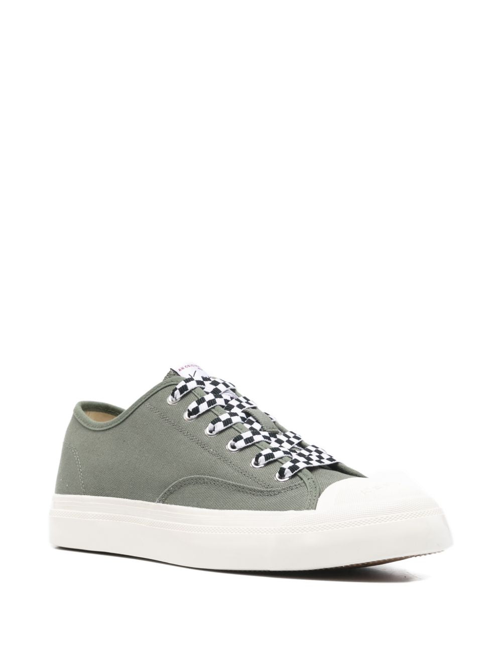 Muted Green Silk And Nylon Low-Top Sneakers