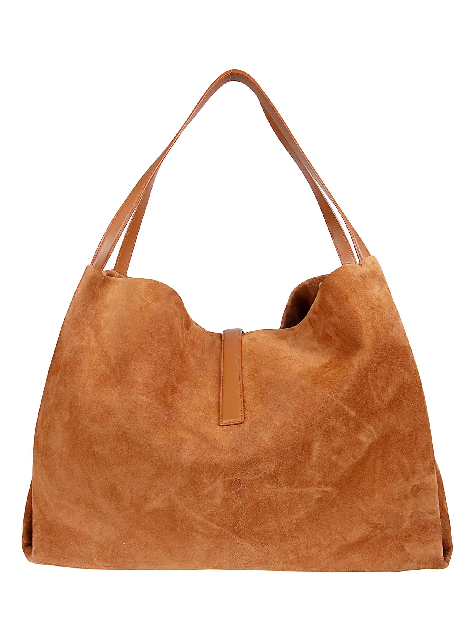 Medium Suede Leather Tote Bag with Gold-tone Hardware