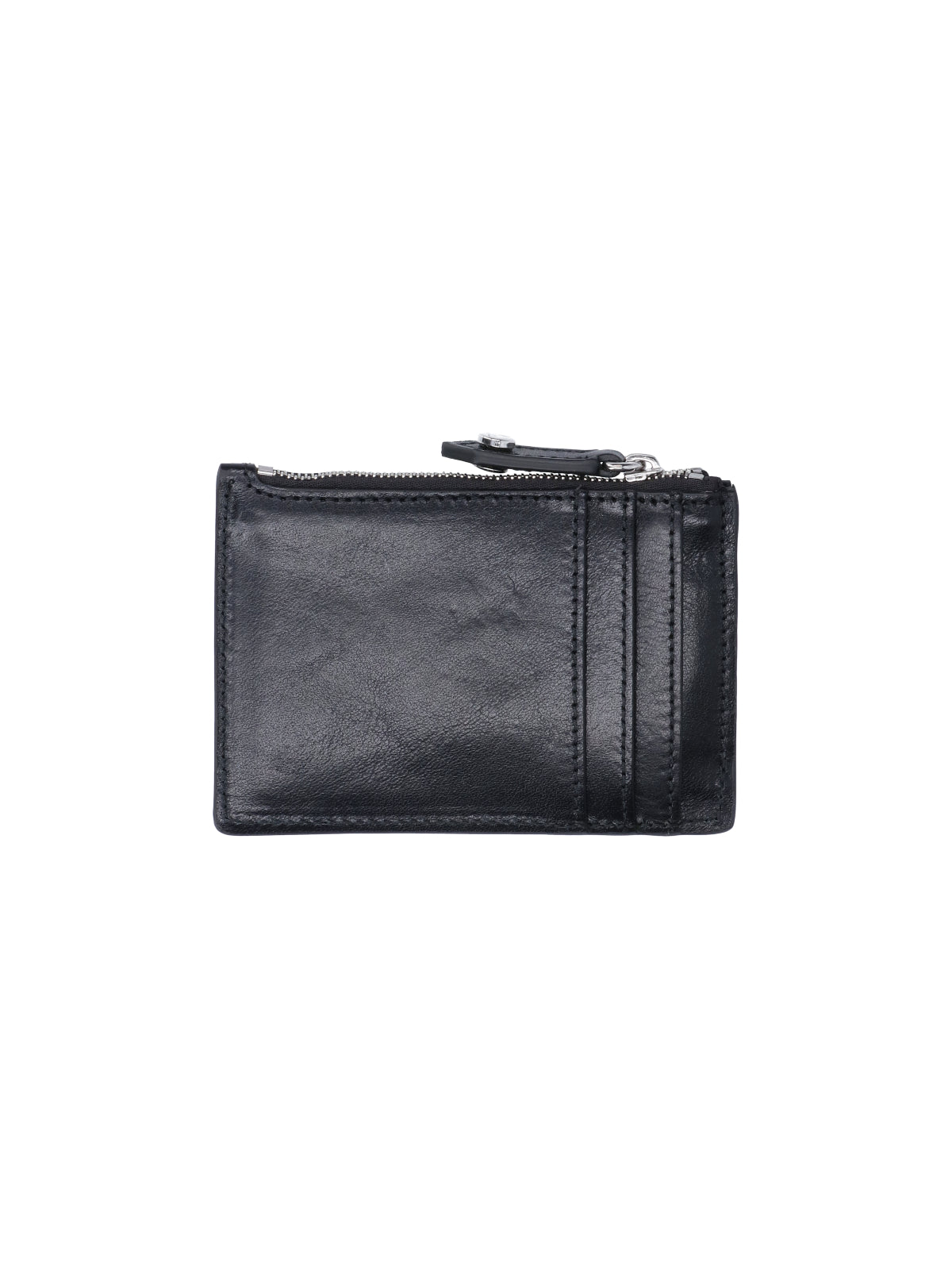Black Slim Zip Calfskin Cardholder
