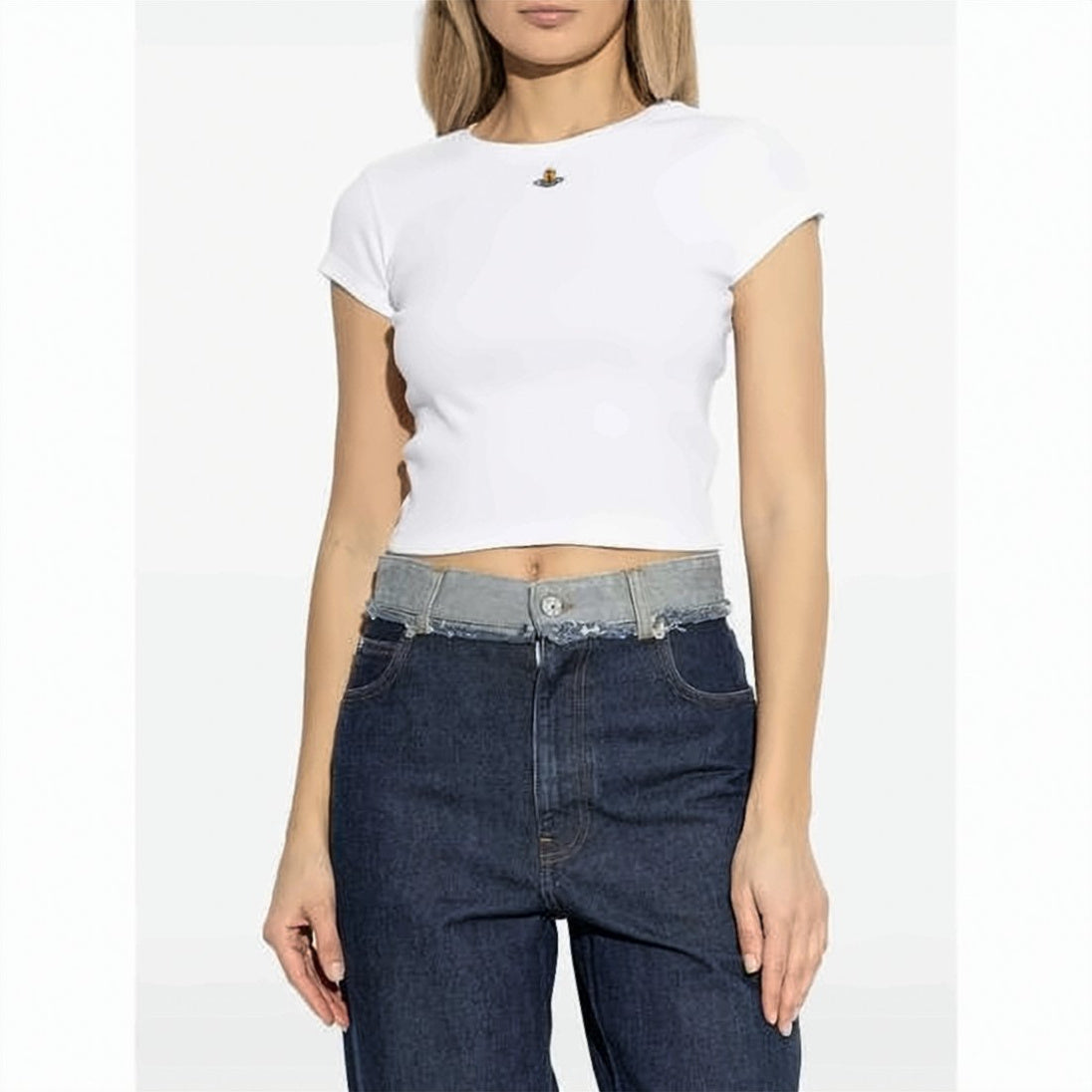 Fitted Crop Top with Classic Round Neckline