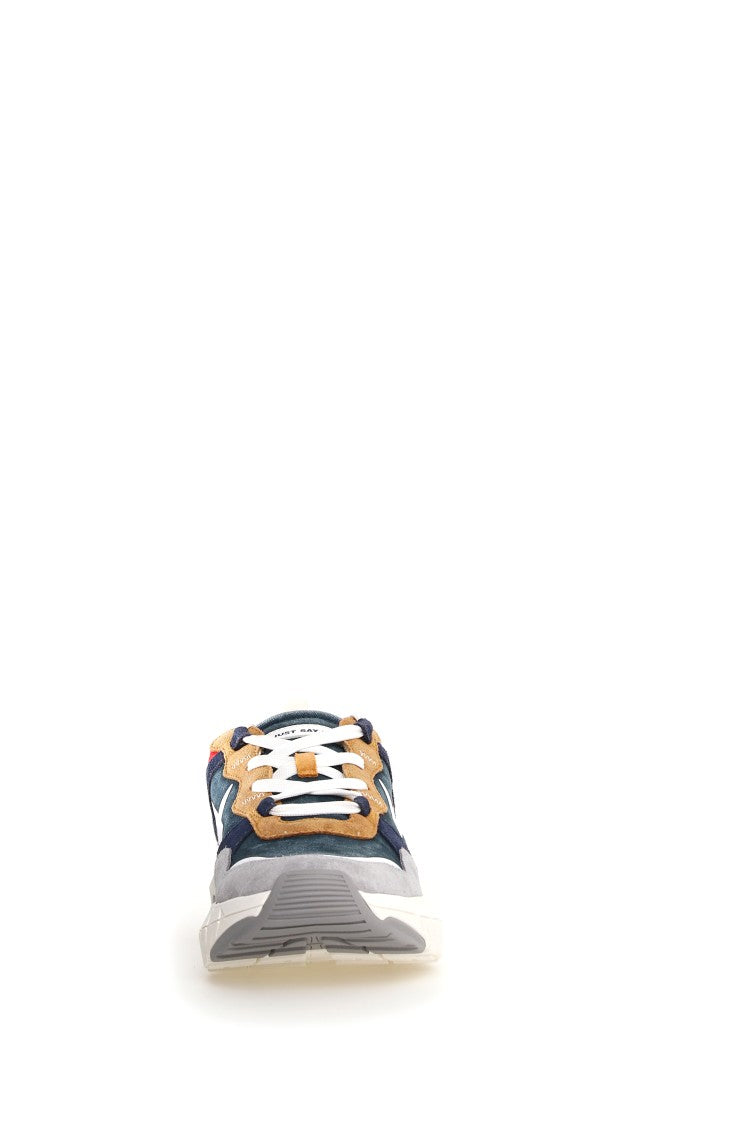 Two-Tone Rubber Sole Sneakers With Serrated Design