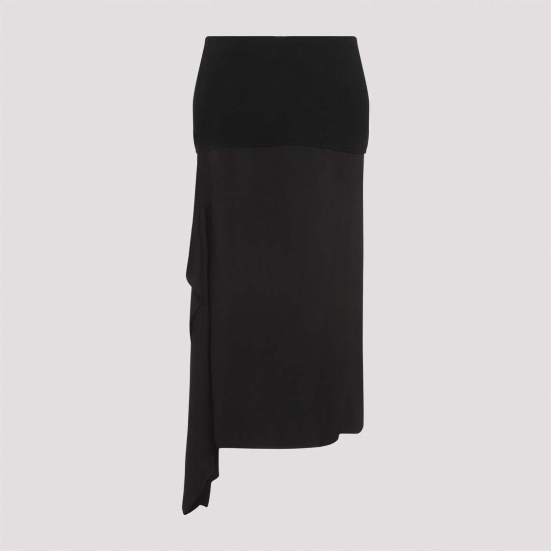 Wool Midi Skirt with Hem and Draping