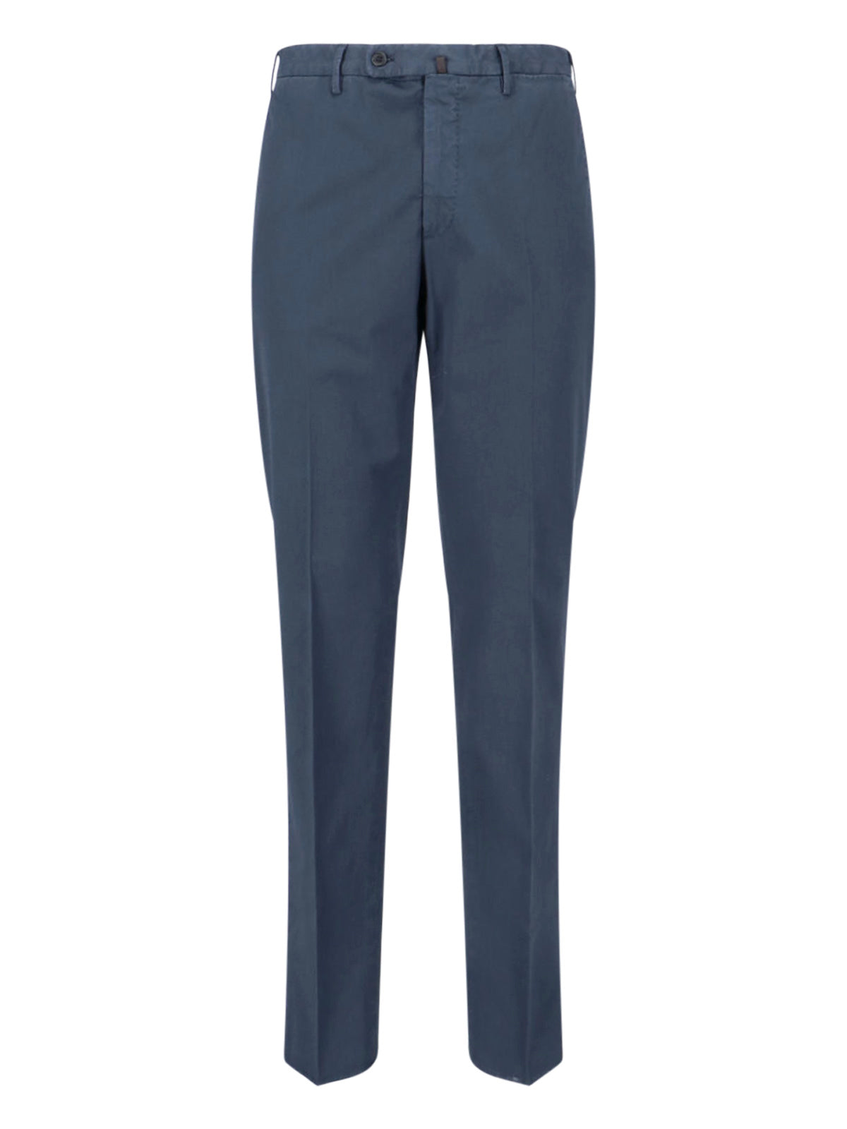 Blue Mid-Rise Straight-Leg Tailored Trousers