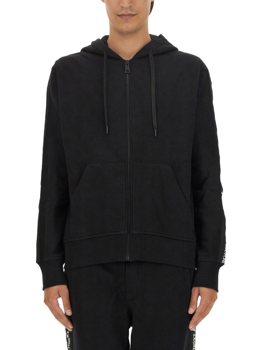 Full-Zip Hoodie With Adjustable Drawstrings And Subtle Branding