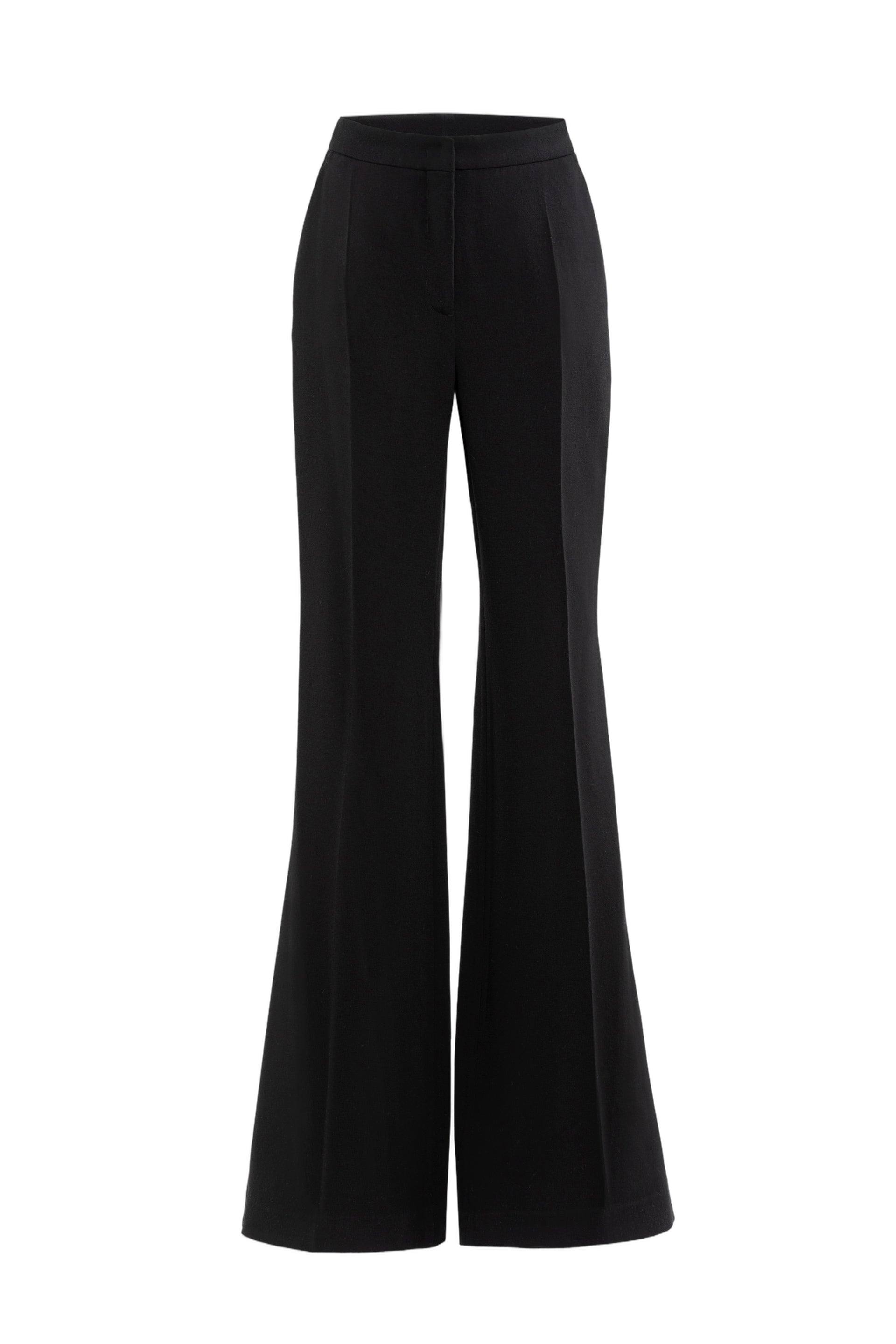 Jet Black Crepe Straight-Cut Pants