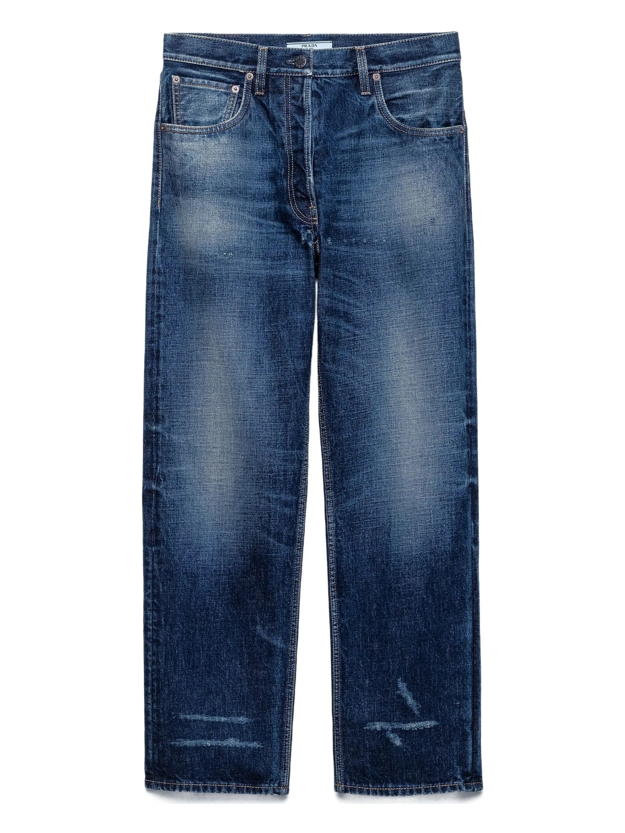Medium Blue Relaxed-Fit Five-Pocket Jeans