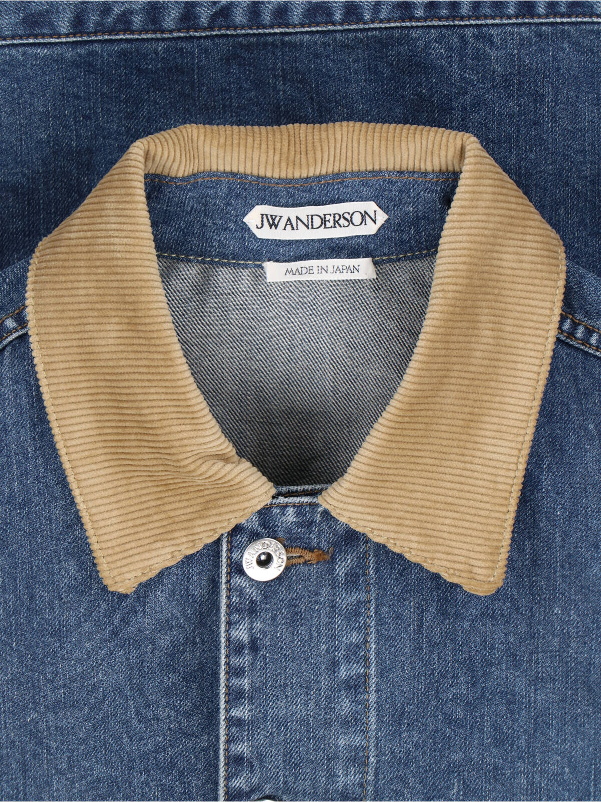 Blue Contrast Corduroy Collar Denim Jacket