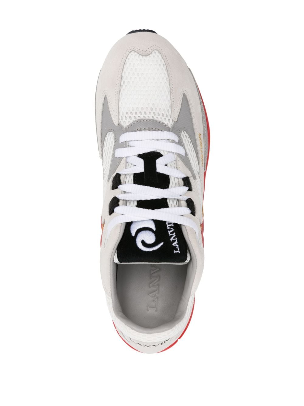 Low-Top Sneakers with Multicolor Side Stripe in Calf Suede
