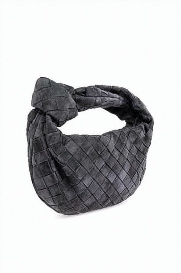 Suede Tote Bag with Woven Pattern