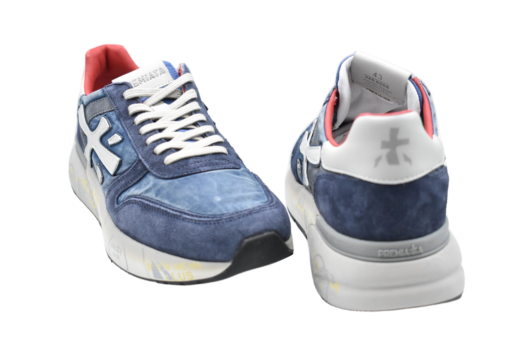 Layered Blue Suede Low Sneakers With Sole