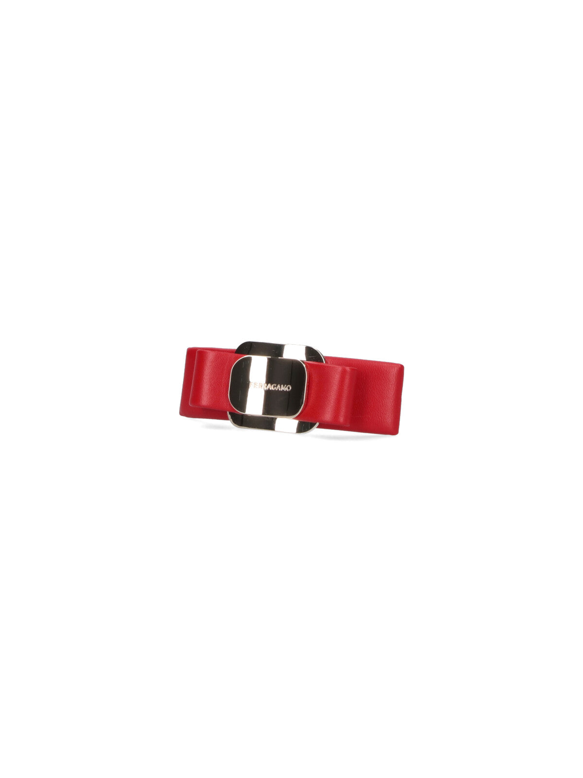 Structured Bow Hair Clip in Red Calf Leather