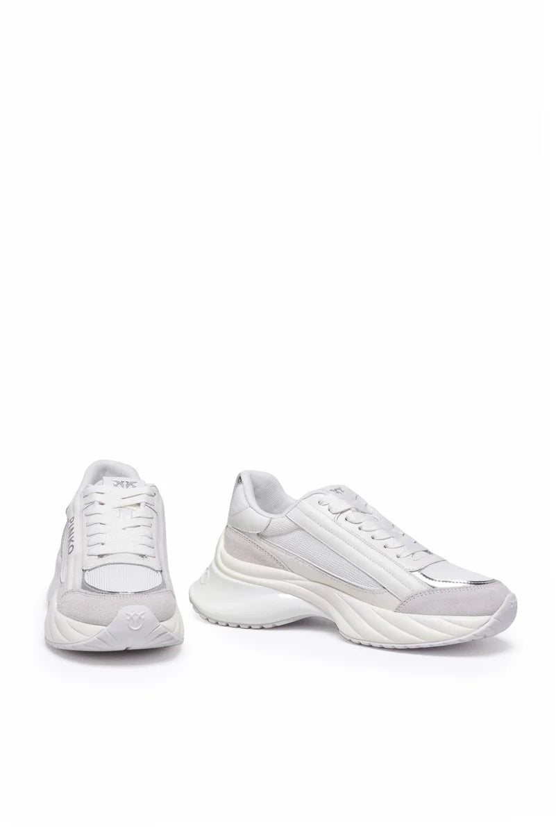 Leather Rubber Fiber Sneakers - White