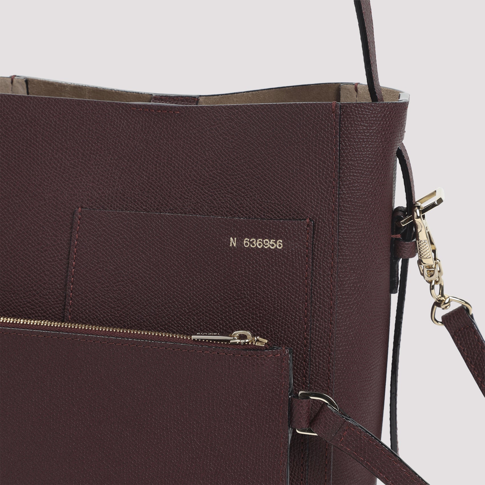 Structured Burgundy Calf Leather Bucket Bag