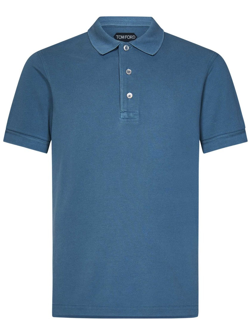 Faded Blue Polo Shirt With Classic Collar