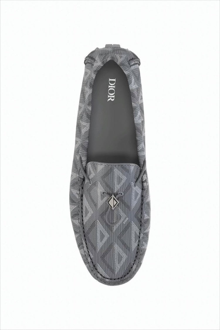 Textured Grey Loafers with Geometric Pattern by Christian Dior