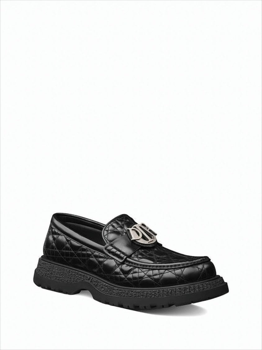 Quilted Black Buffalo Leather Loafers
