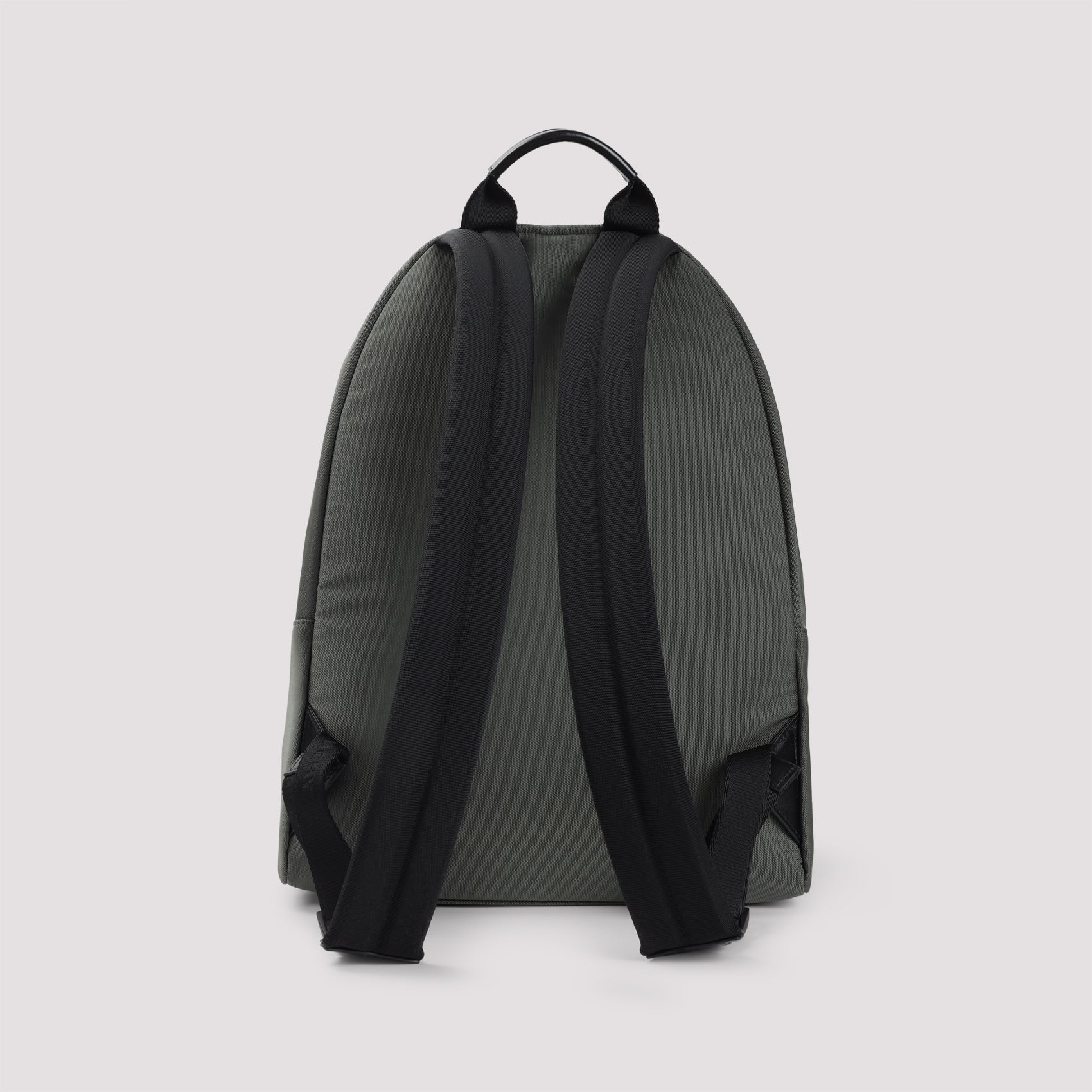 Green Salvia Polyamide Backpack with Black Leather Accents