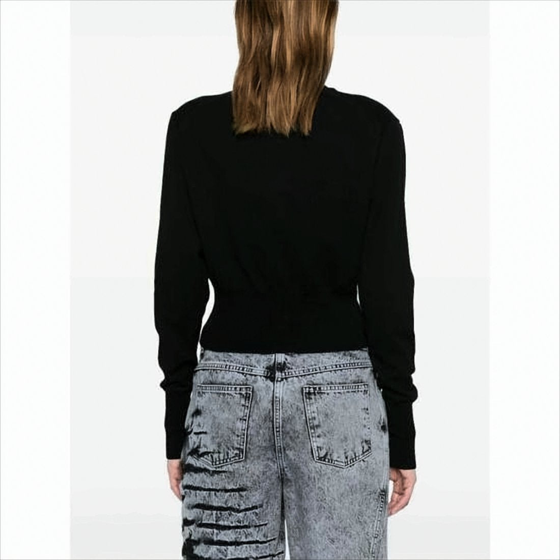 Fitted Round Neck Cardigan with Embroidered Detail