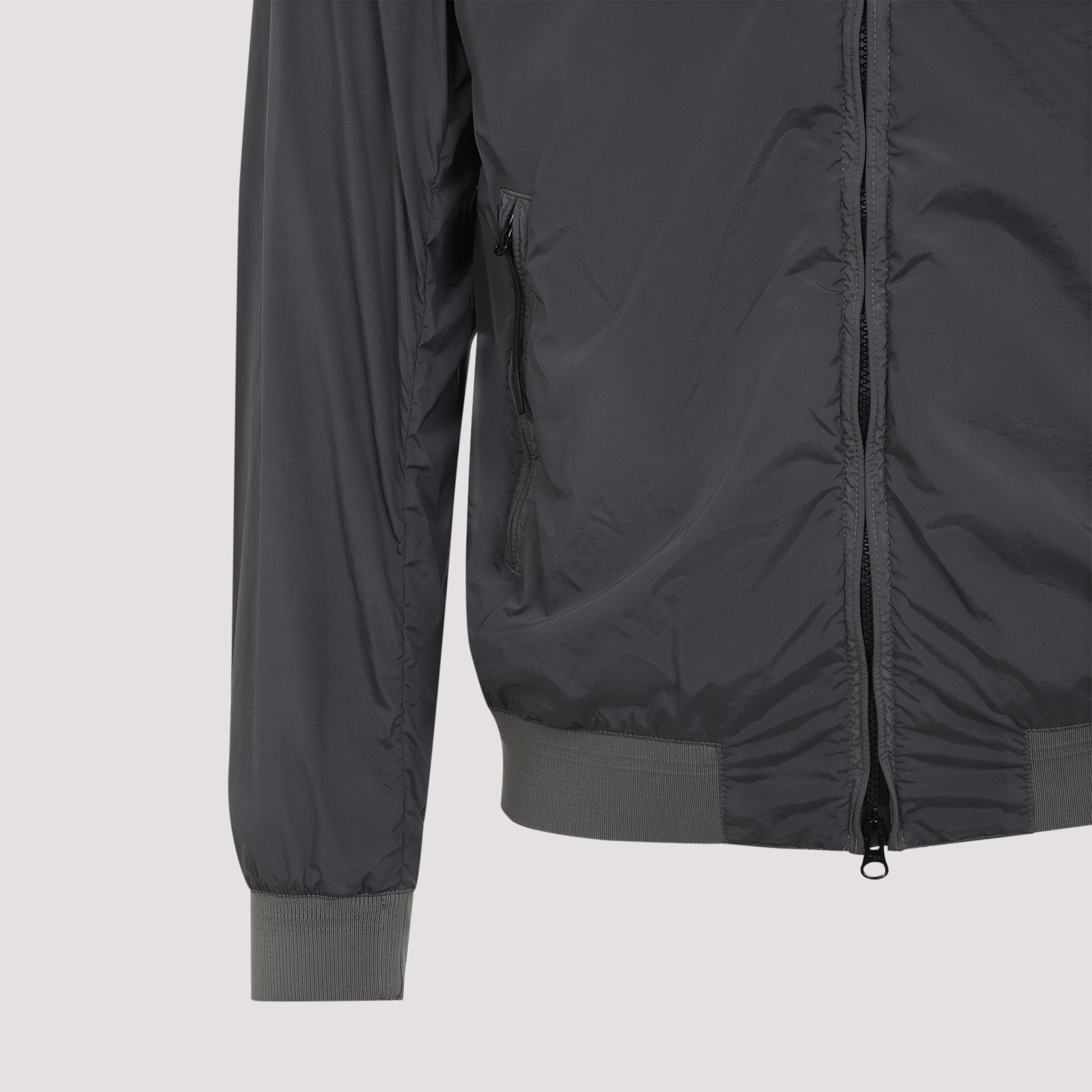 Grey Nycra Jacket with Stand Collar