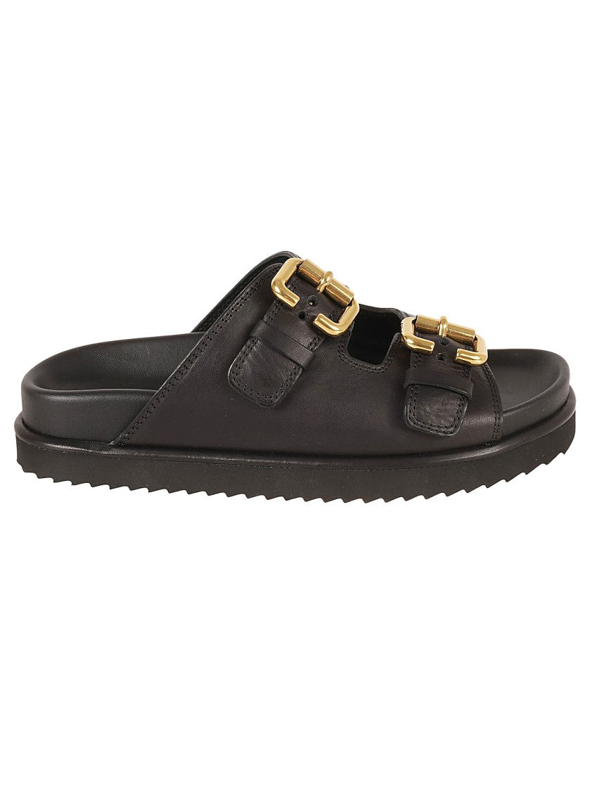 Slide Sandals With Buckle Accents