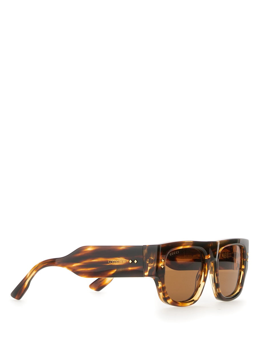 Square Framed Brown Acetate Sunglasses