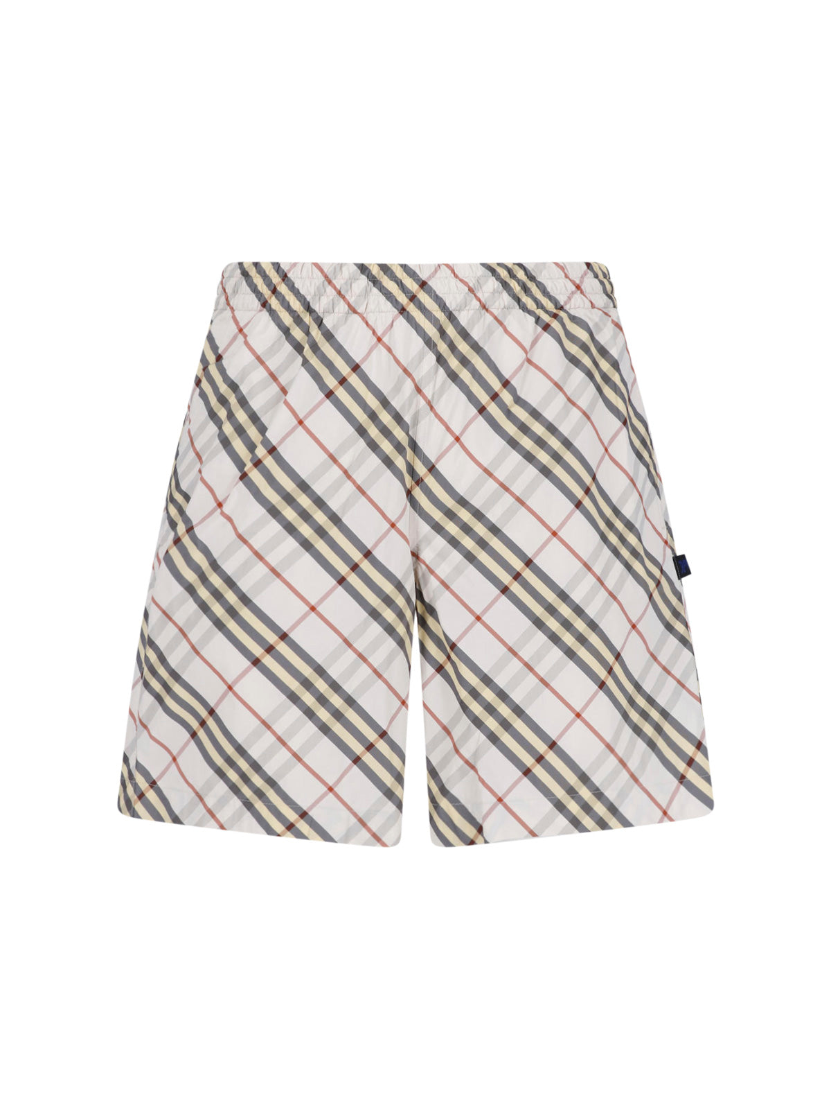 Beige Check Relaxed Drawstring Shorts