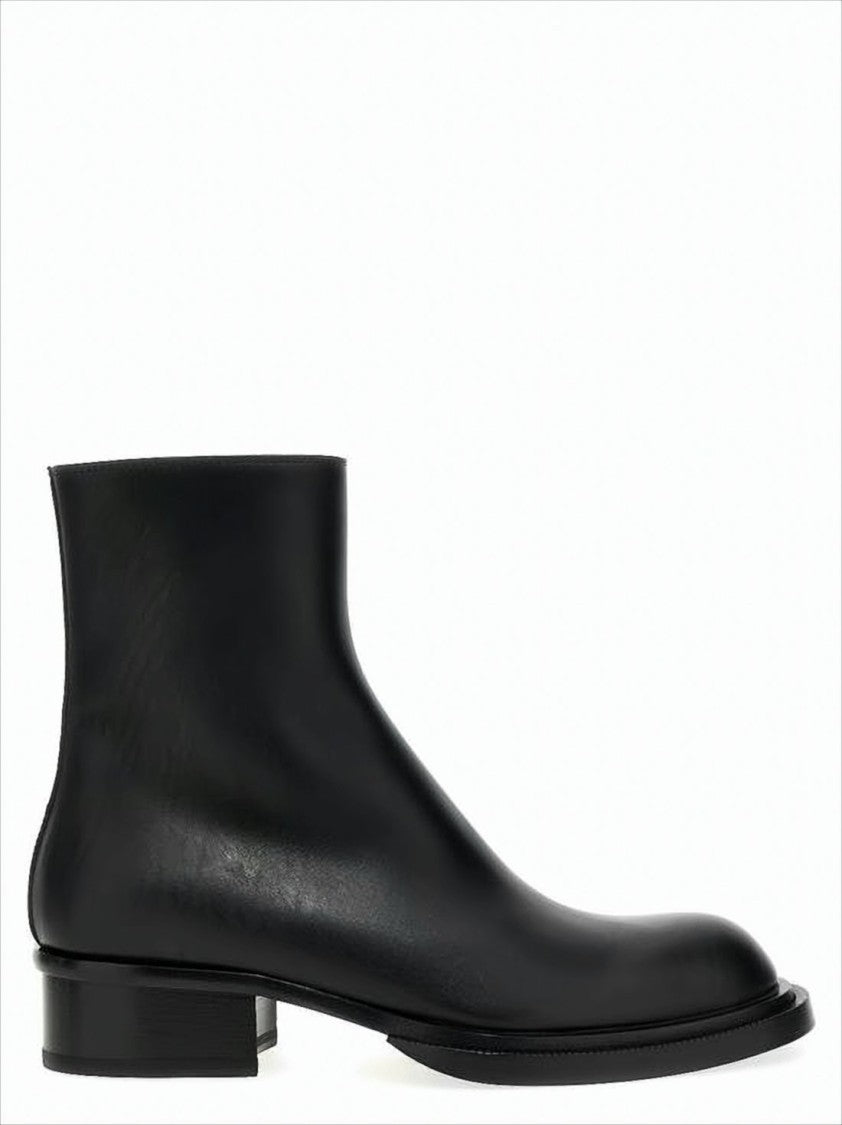Black Ankle Boots with Elevated Block Heel