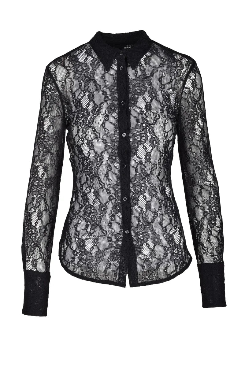 Sheer Lace Black Shirt
