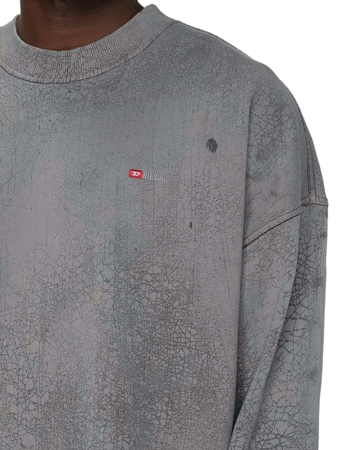 Grey Long-Sleeve Shirt with Textured Pattern