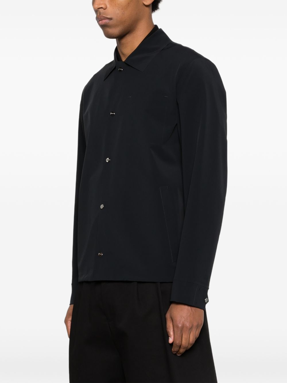 Black Button-Up Shirt with Classic Collar