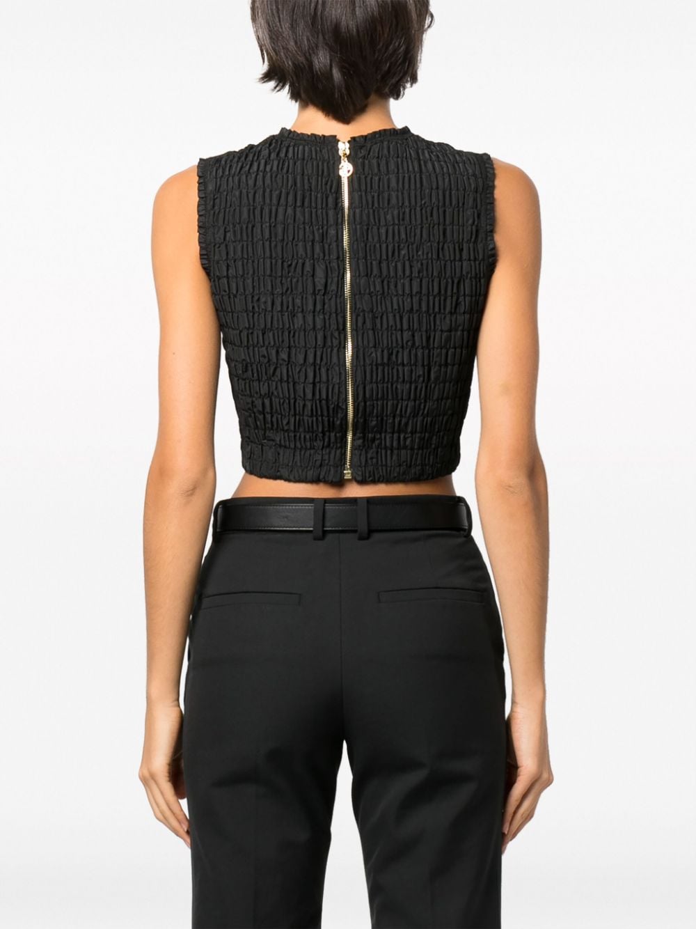 Smocked Black Crop Top