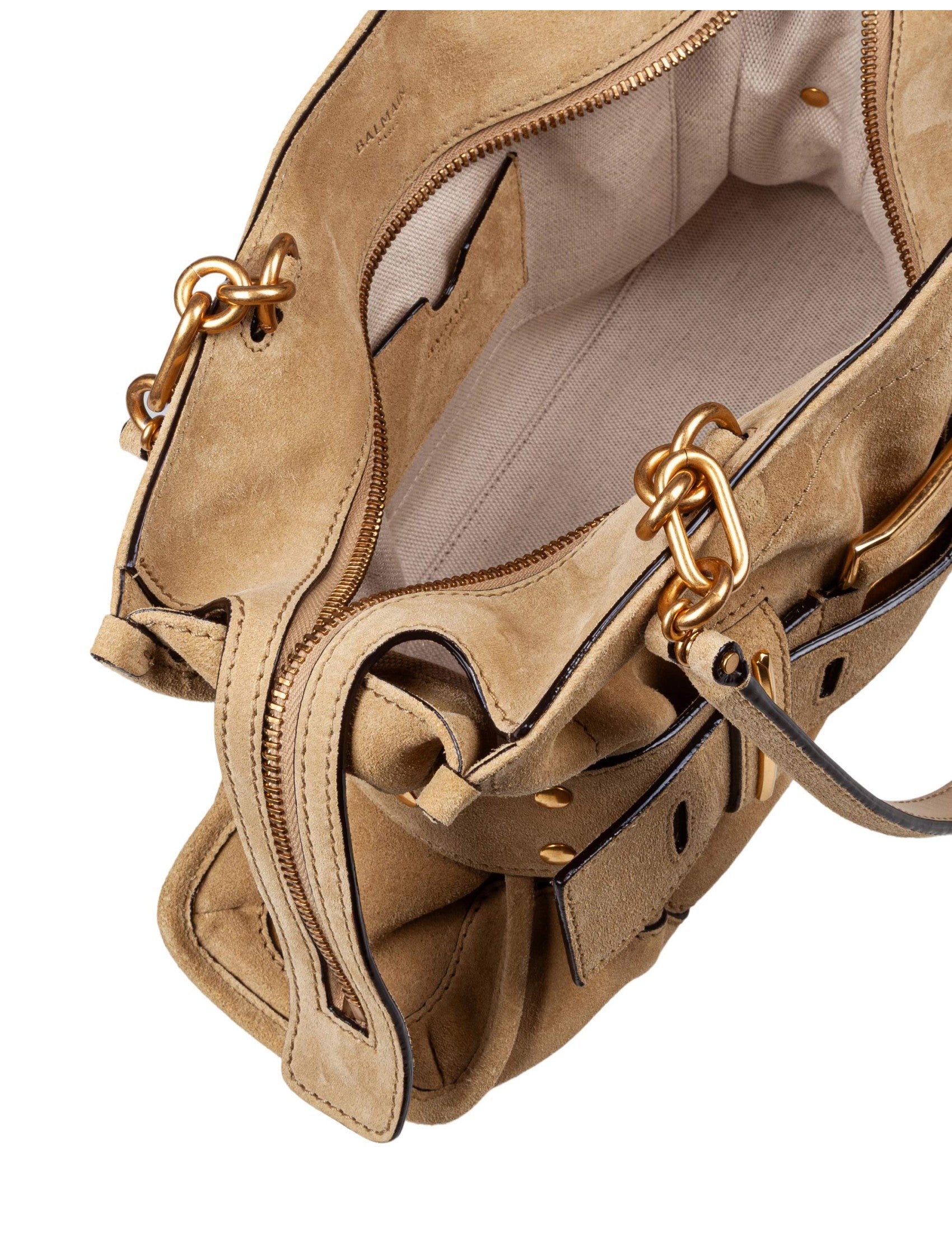 Anthem Beige Suede Shoulder Bag